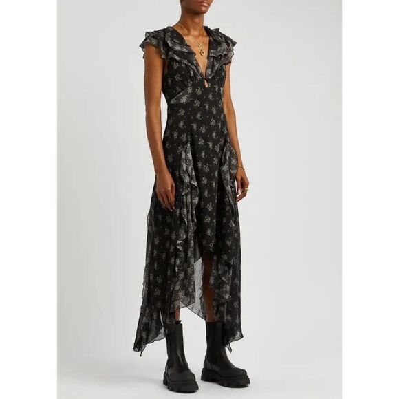 Free People Joaquin Floral-Print Chiffon Midi Dress $219 Size XS - Picture 7 of 15